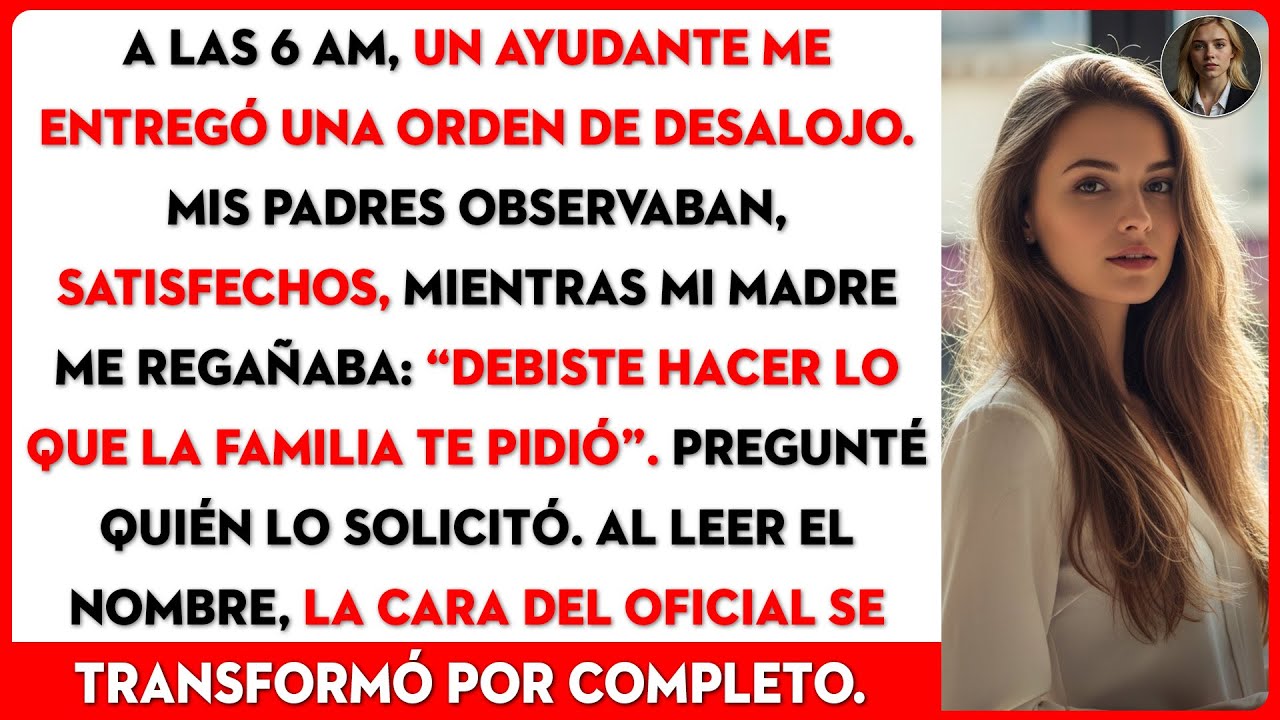 A las 6 AM, un alguacil trajo mi orden de desalojo. Mis padres la tramitaron sin que yo supiera.