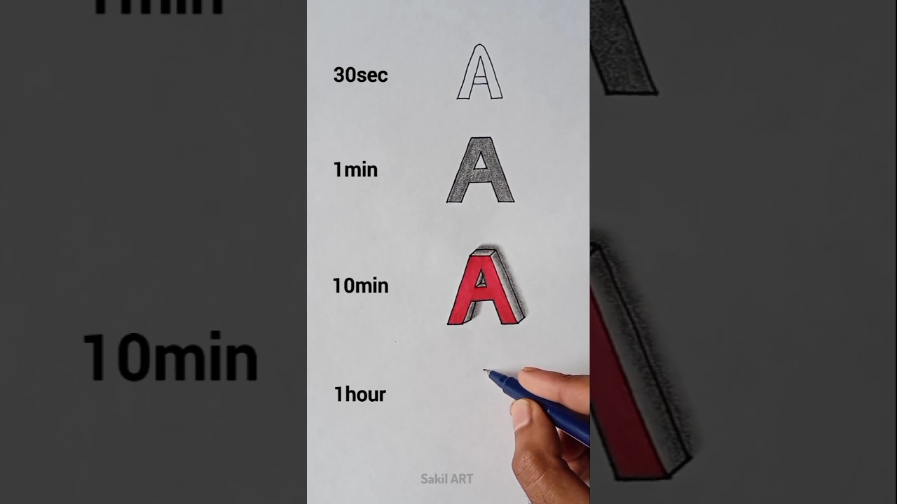 How to Draw 3d Letter A ✨🤩 #satisfying #art #drawing #shorts