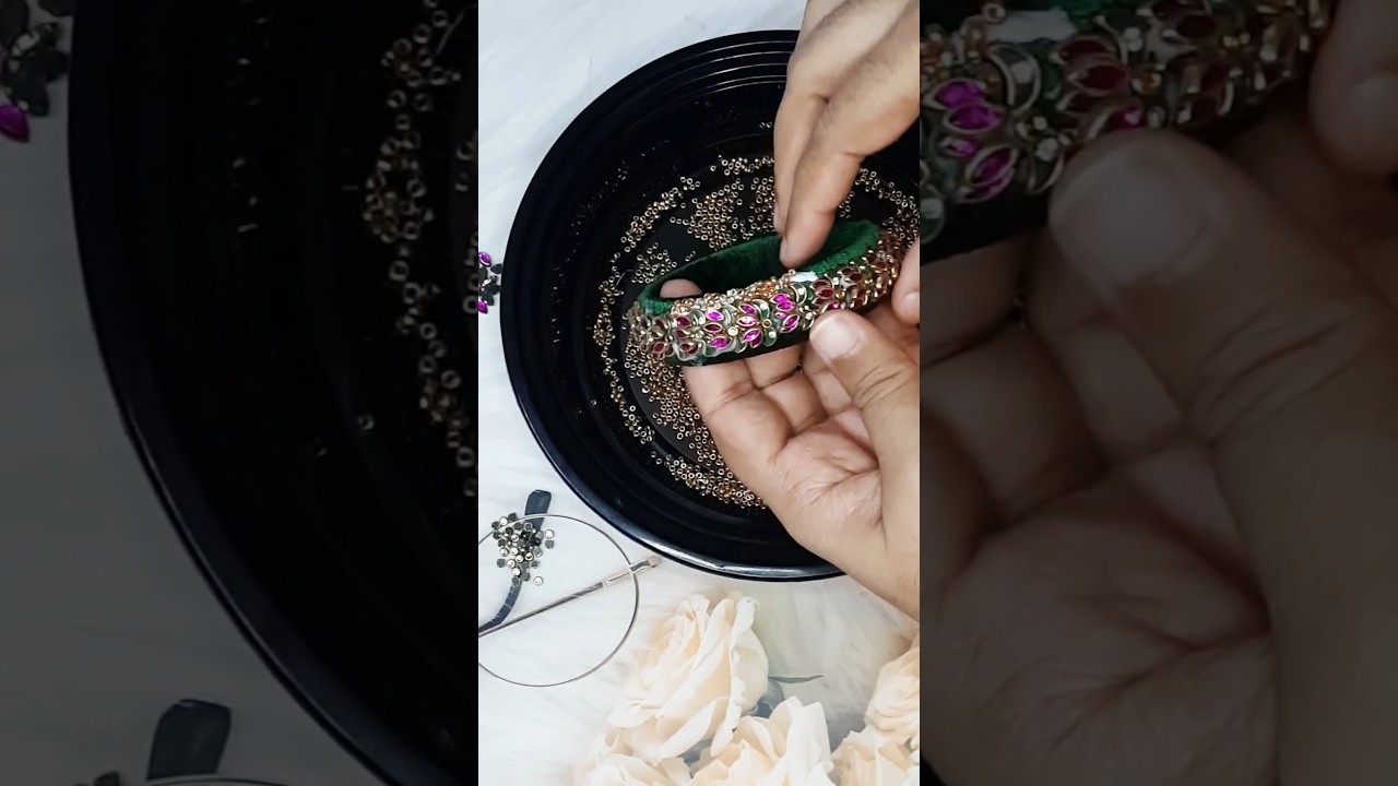 Diy How to make Silk Thread Kundan Bangles |ASMR #asmr #silkthreadbangles #shorts #youtubeshorts