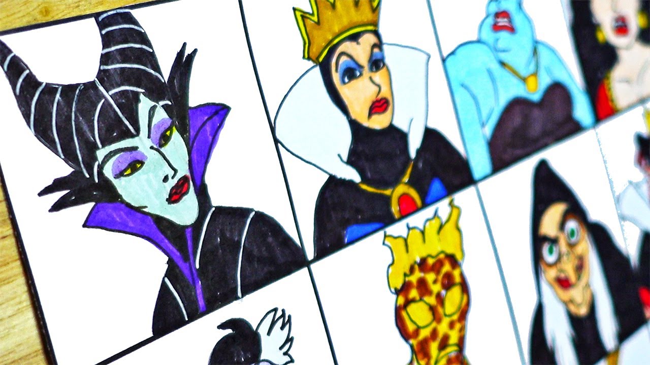 Drawing Disney Female Villains : Maleficent The Evil Queen Ursula Cruella Mother Gothel