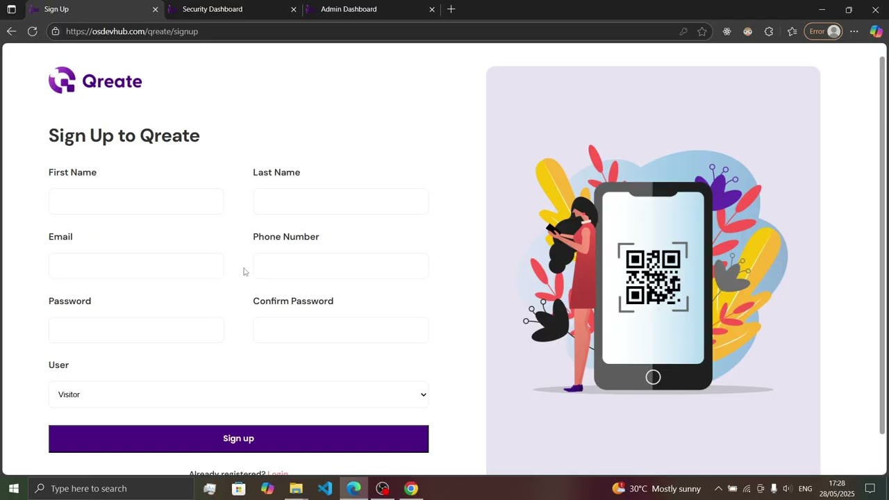 Qreate Visitor QR Code Generator App Demo | Seamless Check-In Experience