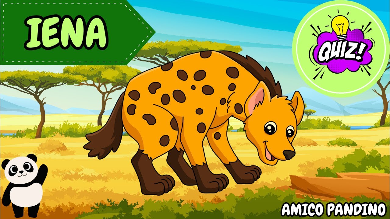 Animali per bambini video - LA IENA - Impara gli animali con Pandino - quiz animali - MAMMIFERI