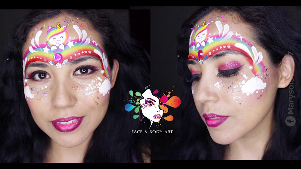 FacePainting Tutorial  Unicorn Rainbow - Pintacaritas Tutorial Unicornio Arcoiris
