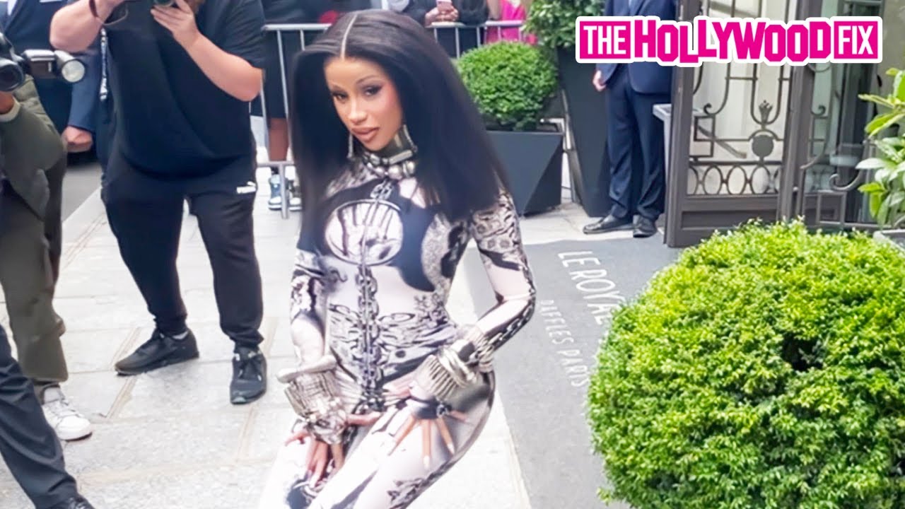 Cardi B Puts On A Show For Fans & Paparazzi While Leaving Her Hotel During Fashion Week In Paris, FR