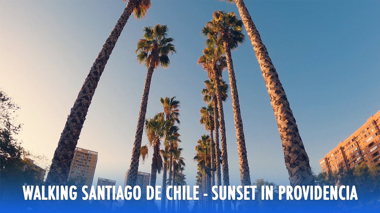 Walking Santiago de Chile: Sunset in Providencia - End of Summer (Binaural City Sounds) | 4K 50fps