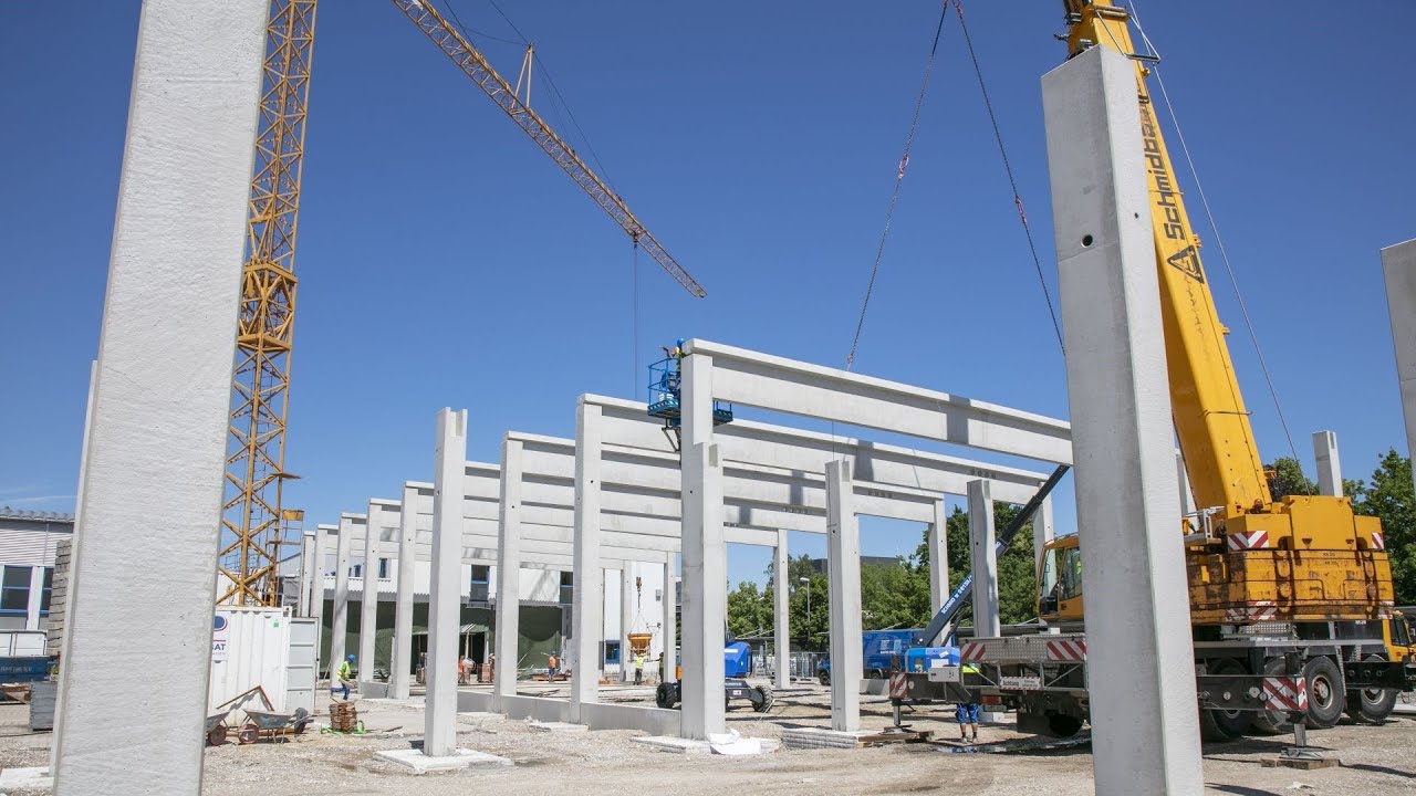 Stellung der Stützen und Binder beim Bauvorhaben Linde GmbH