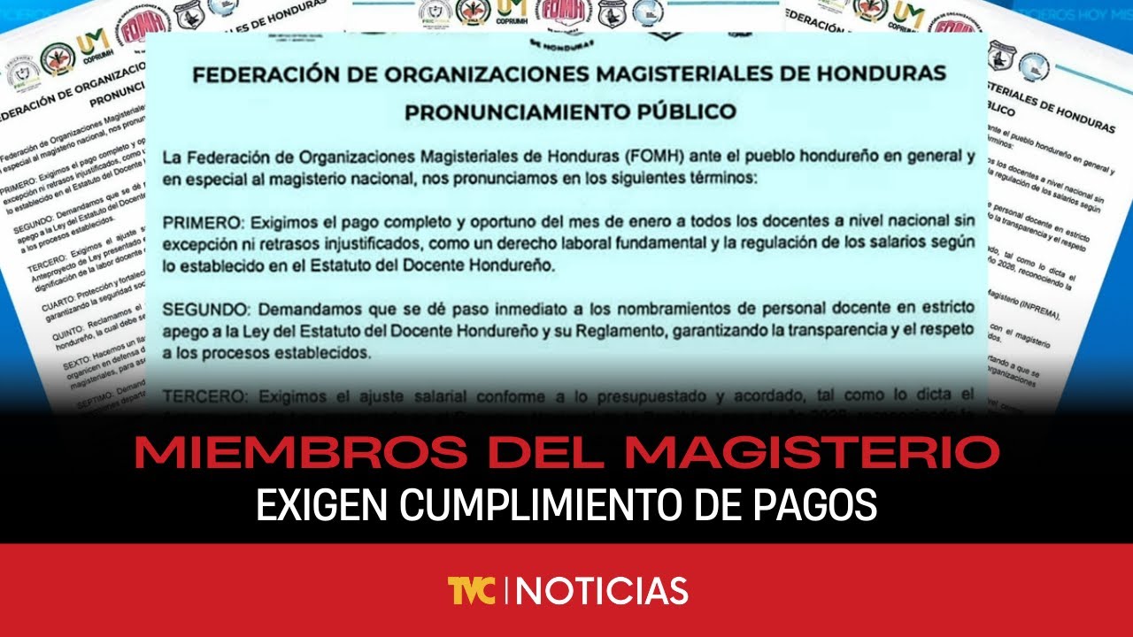 Federación de Organizaciones Magisteriales de Honduras exige cumplimiento de pagos