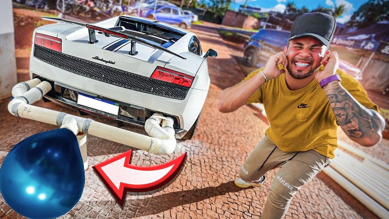 COLOQUEI UM BEXIGAO NO ESCAPE DA LAMBORGHINI !! * acelerei tudo até estourar *