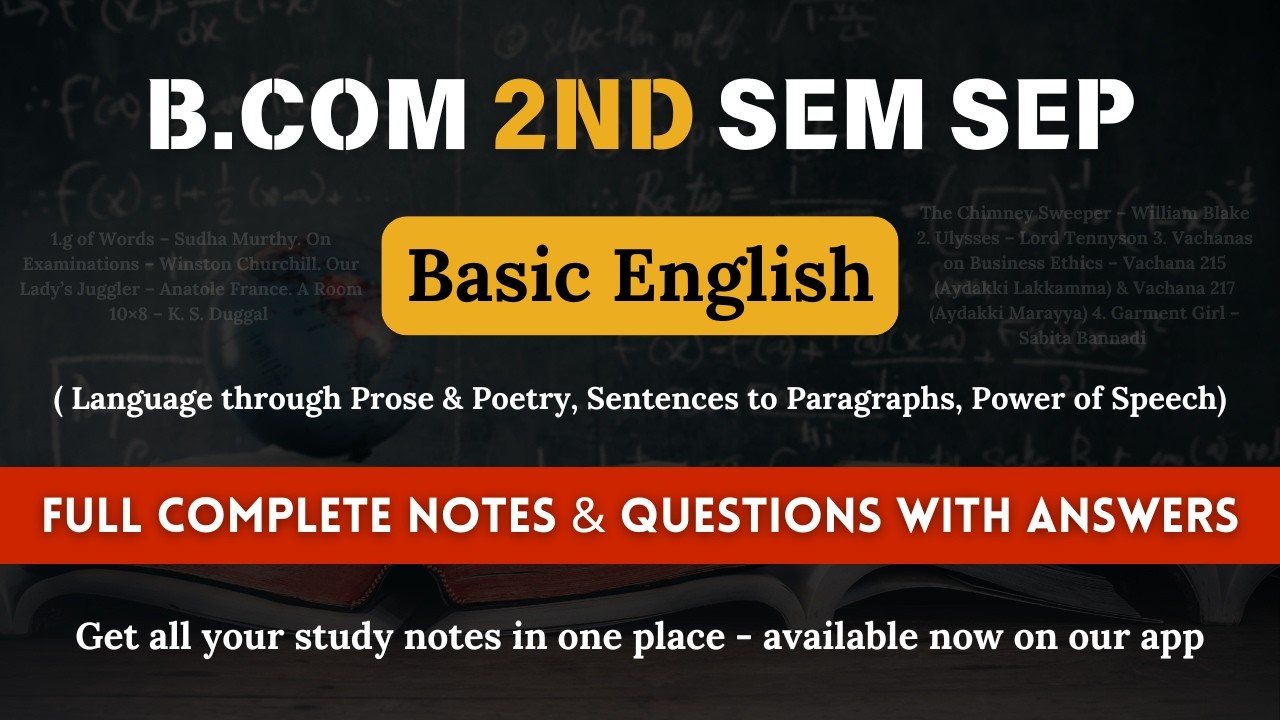 B.Com 2nd Sem SEP English | Complete Notes, Important Questions & Answers