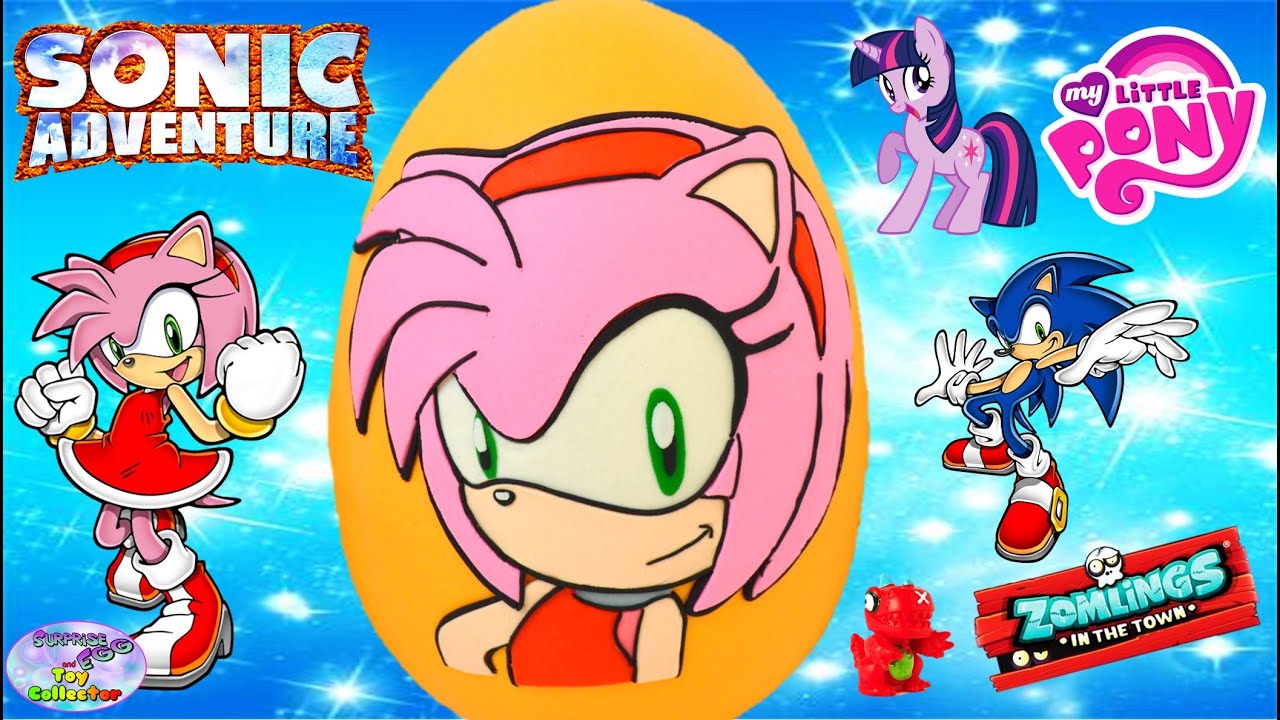 AMY THE HEDGEHOG Giant Play Doh Surprise Egg - Sonic Boom Toys Zomlings MLP Funko Amy Rose - SETC