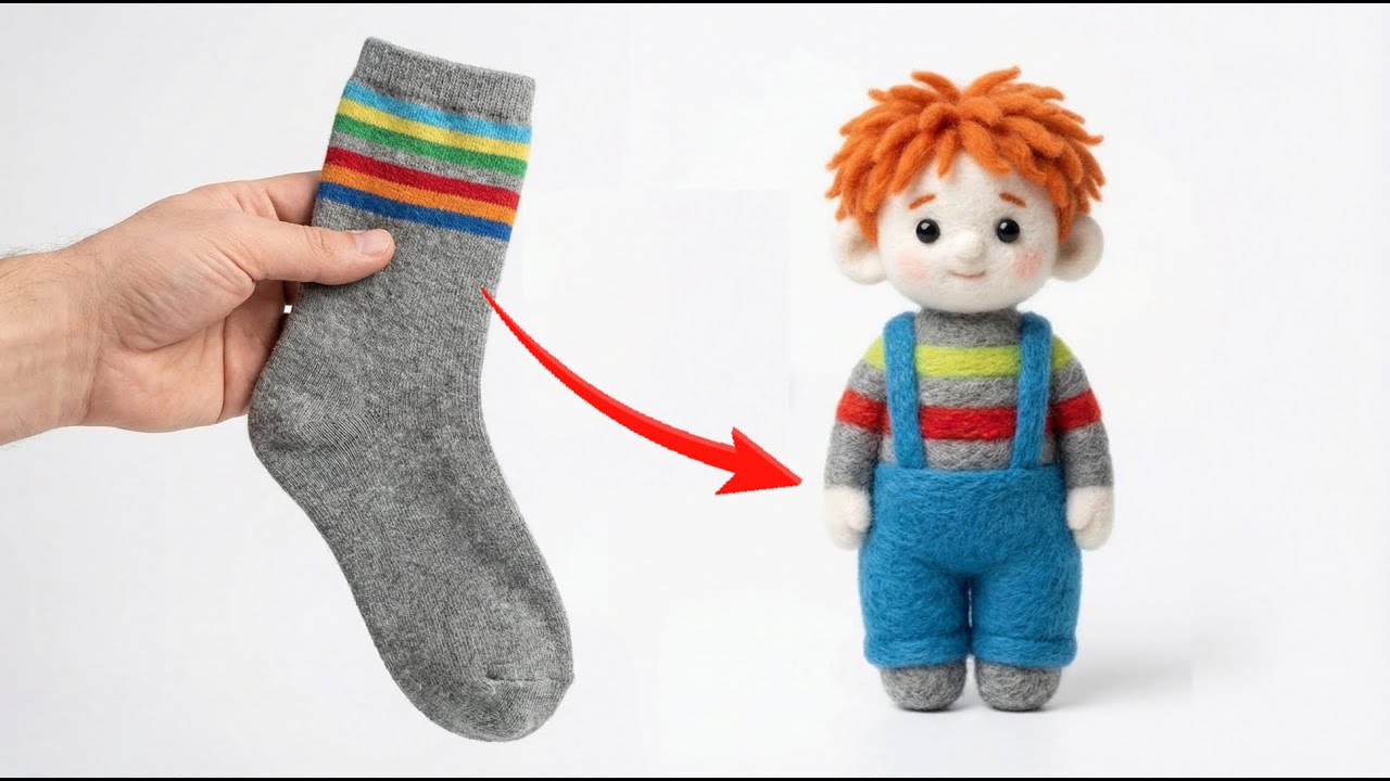 ГЕНИАЛЬНАЯ ИДЕЯ! 🧦 Любой может сделать эту милую куклу, используя только носки!