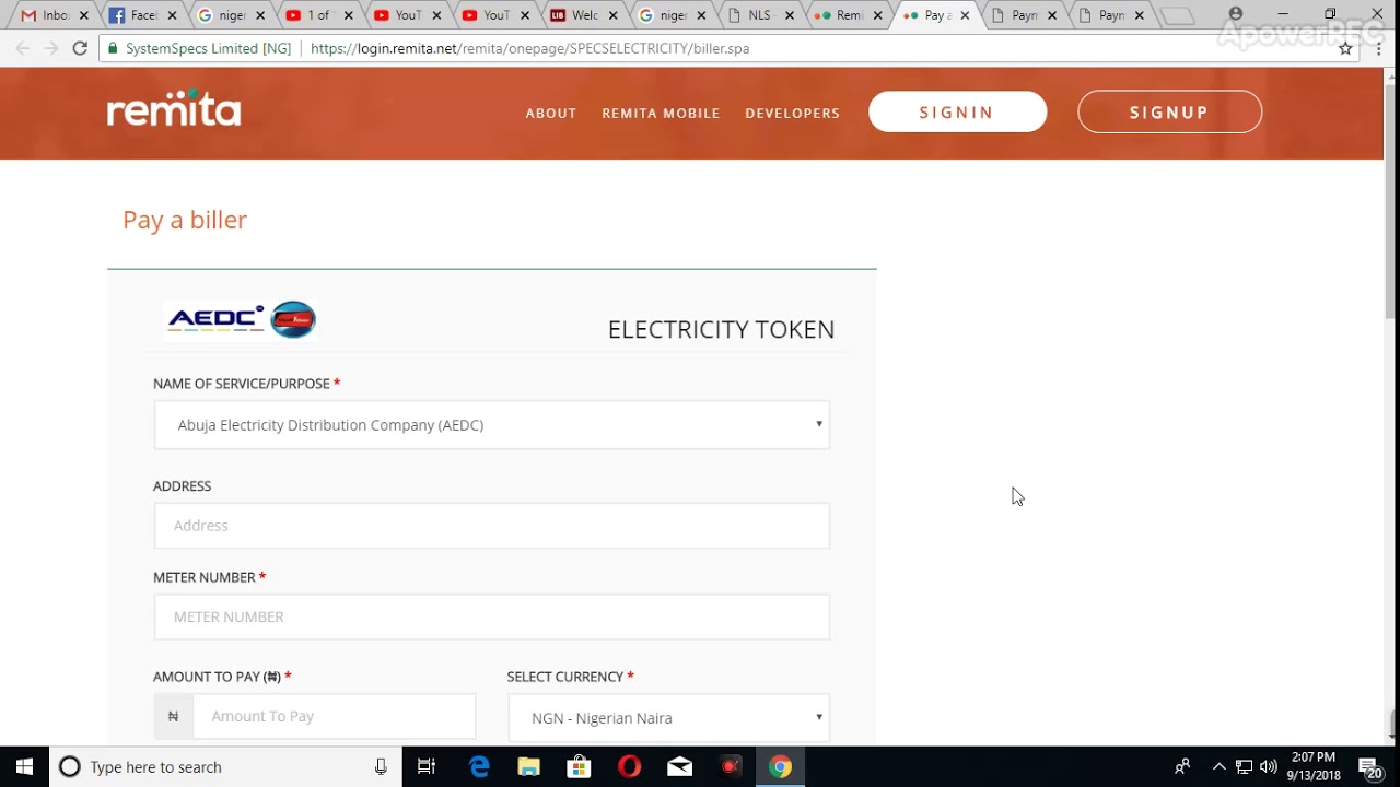 how to pay nepa or PHCN bill or buy electricity token using remita