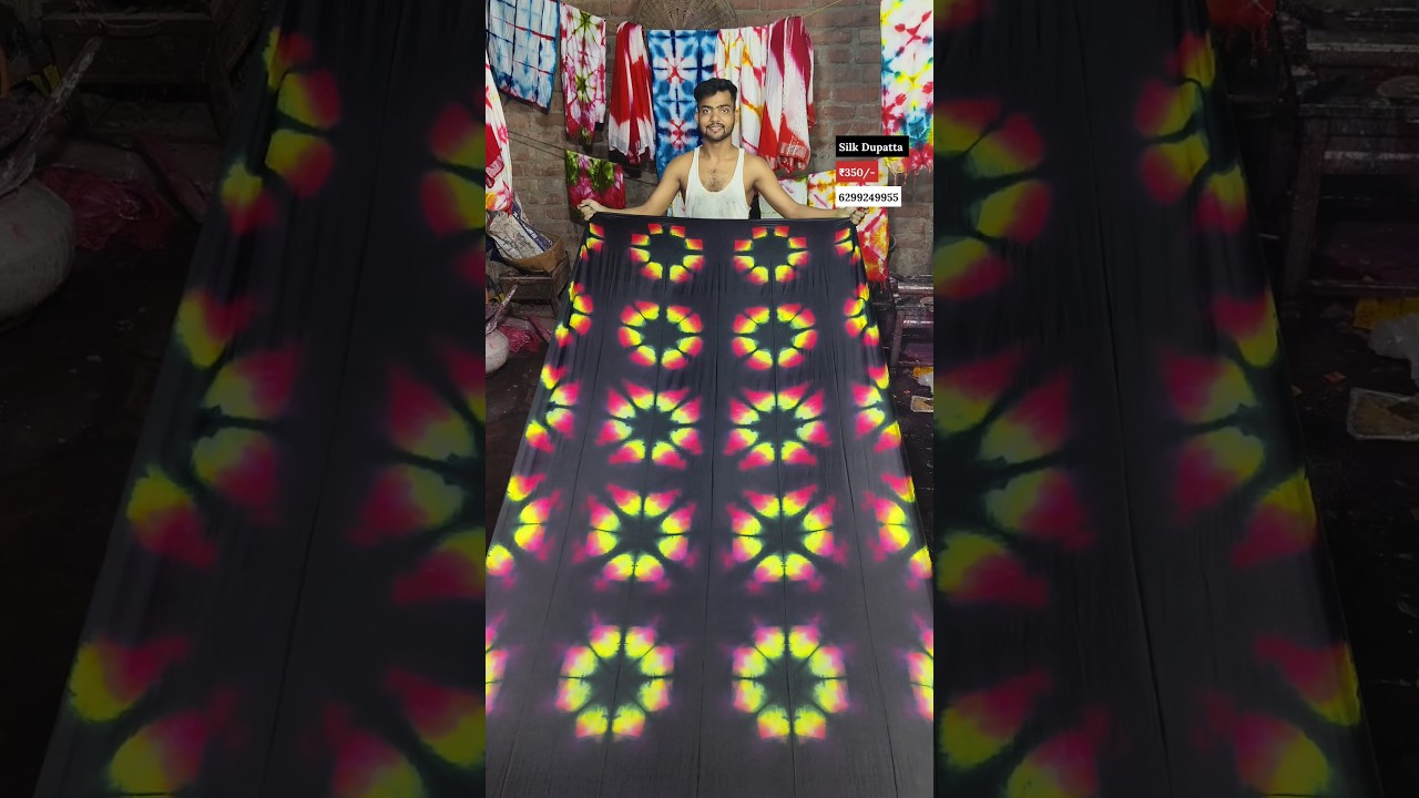 Black Dupatta | floral design dyeing 😍🥰