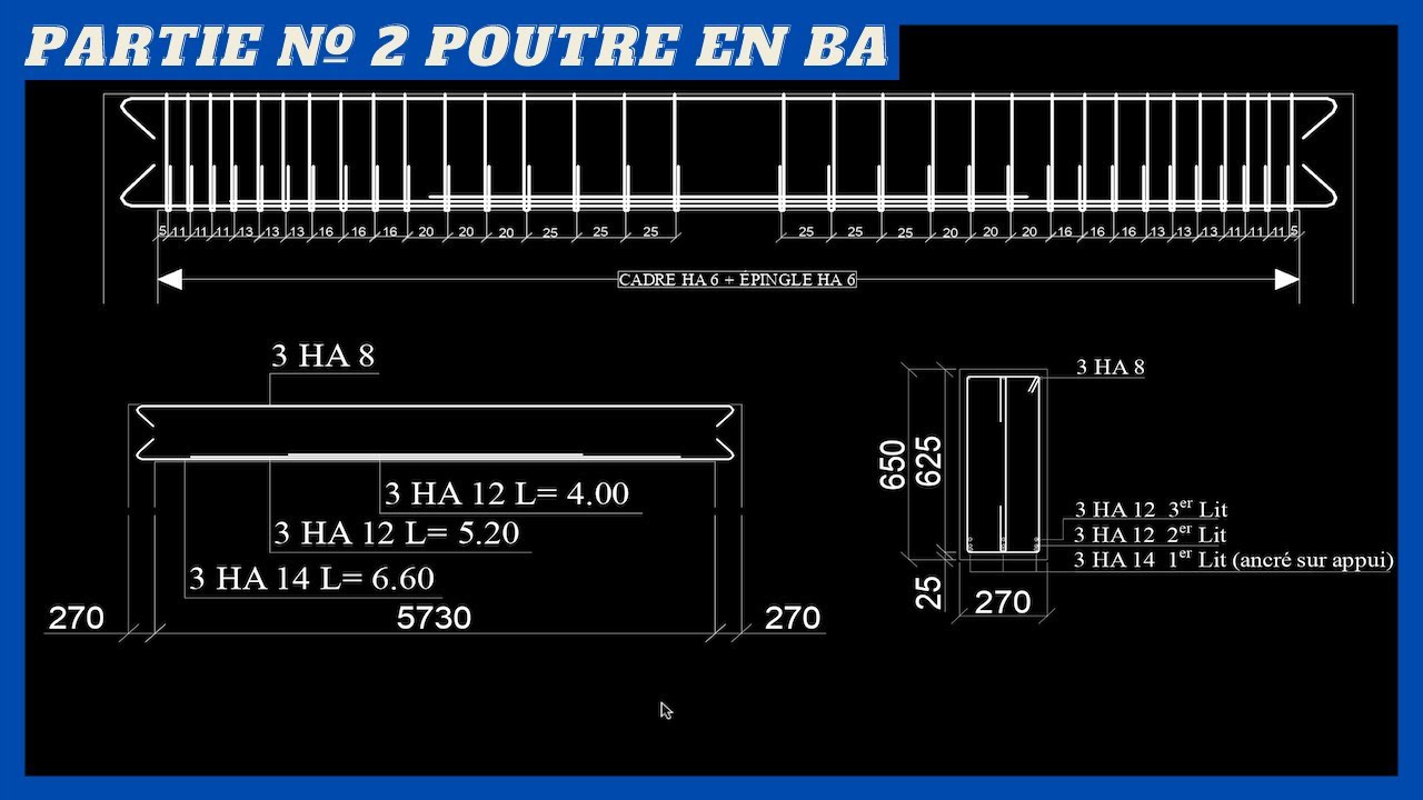 Poutre en BÉTON ARMÉ (Dimensionnement et ferraillage). Partie 2.