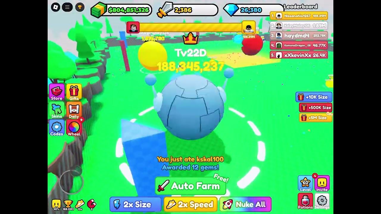 Me playing ball eating simulator 10 minutes Long play 