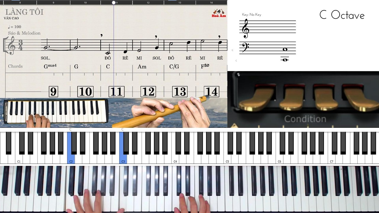 Bài tập đệm Piano Làng Tôi |TOA