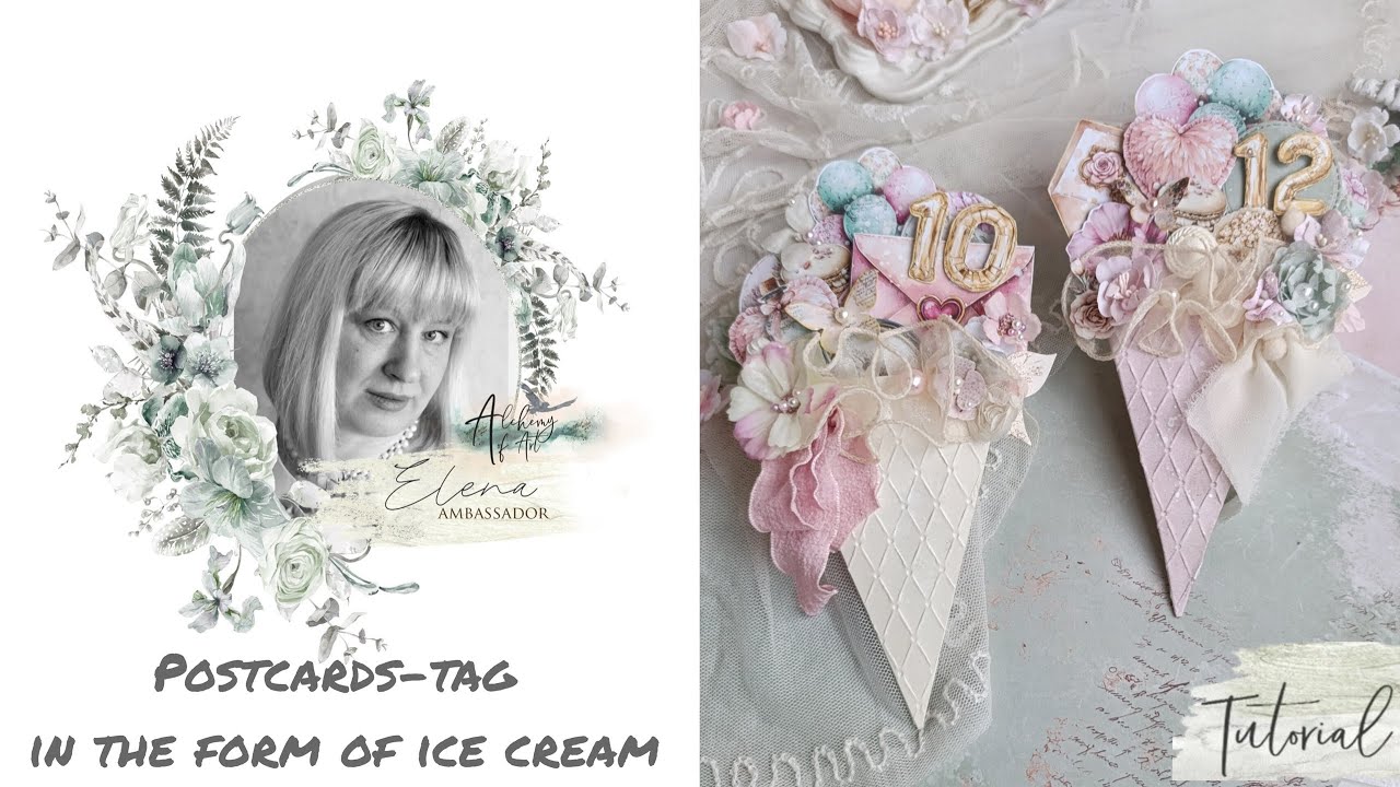 Postcards-tags in the form of ice cream. Tutorial.