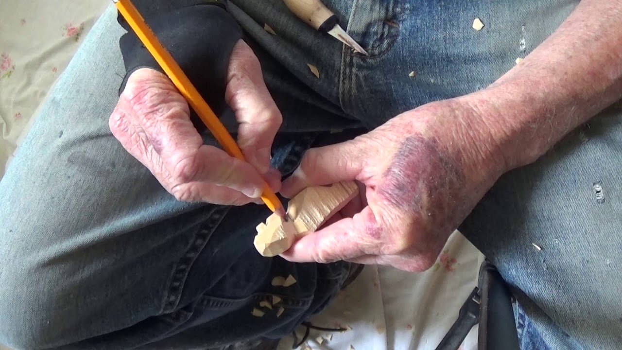 Whittling A 3 Inch Figure Out Of A Block Of Wood Part 1