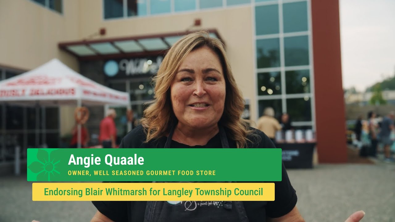 Angie Quaale Endorses Blair Whitmarsh for Langley Township Council – Vote Oct 25, 2025