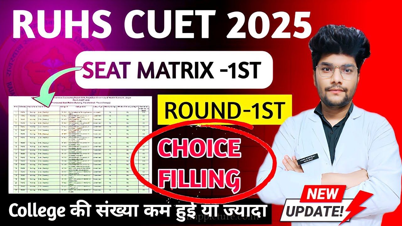 RUHS CUET COUNSELLING 2025 ROUND -1ST SEAT MATRIX| COLLEGE की LIST जारी
