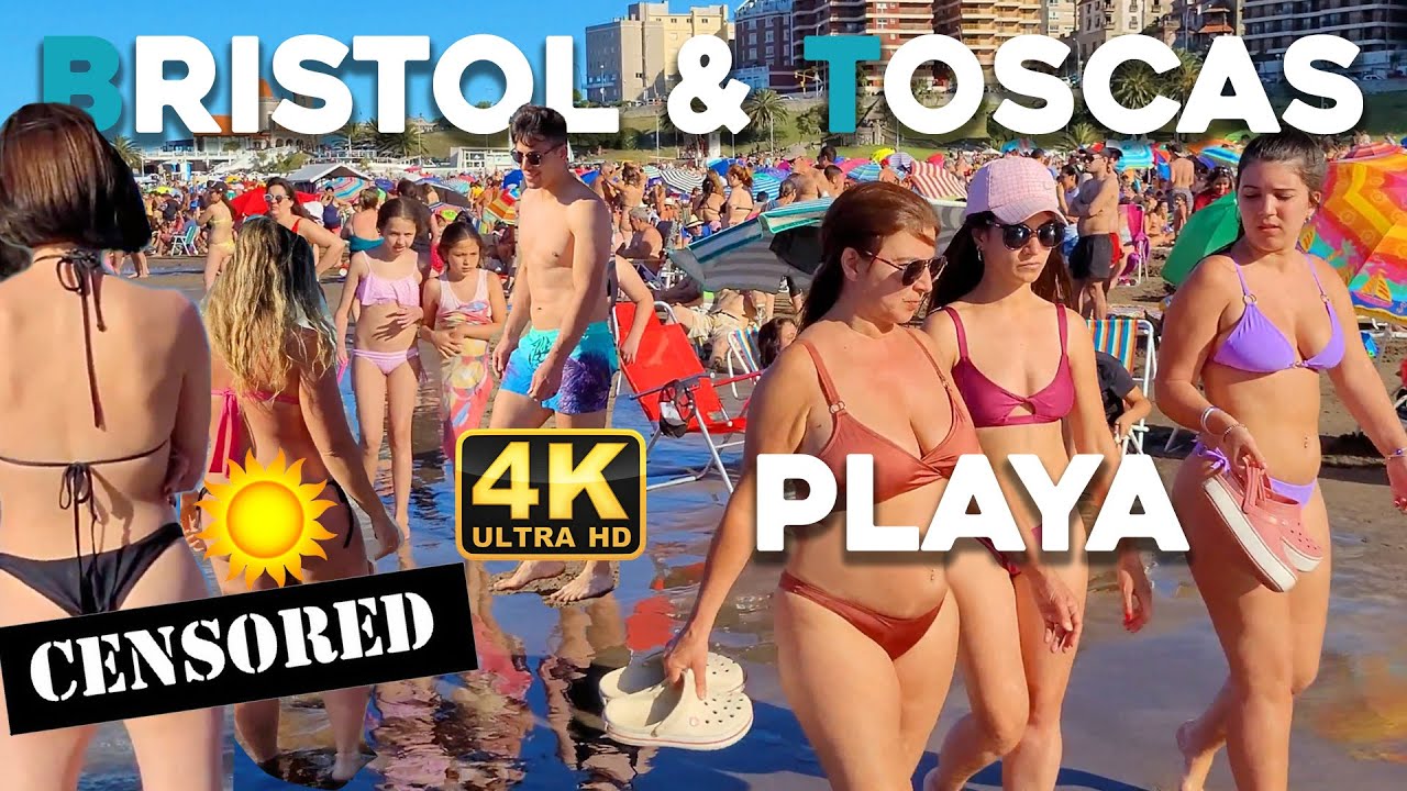 4K - Beach Walk BRISTOL-TOSCAS BEACH nice day MAR DEL PLATA Virtual Tour Vlog