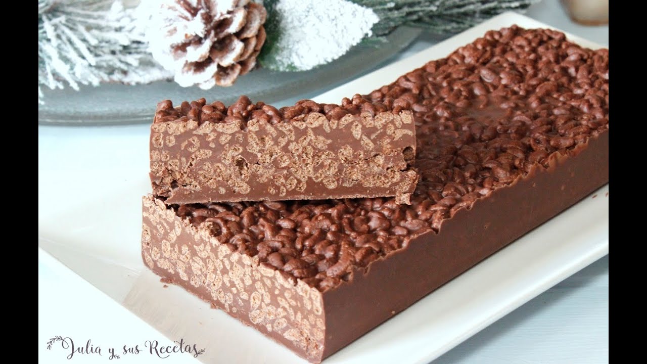 Turrón crujiente de chocolate con arroz inflado🎄FACILÍSIMO Y MUY CRUJIENTE!!