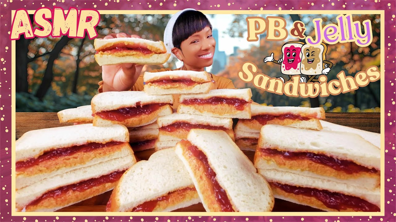 ASMR | MUKBANG PEANUT BUTTER AND JELLY SANDWICHES | PB&J