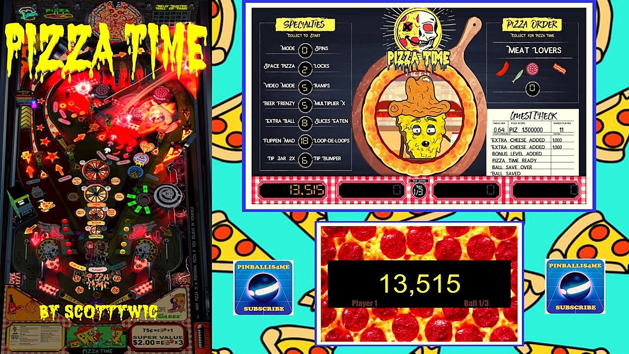 4K Pizza Time Vpx & Pup Pack Visual Pinball Gameplay (3 Screen Setup)