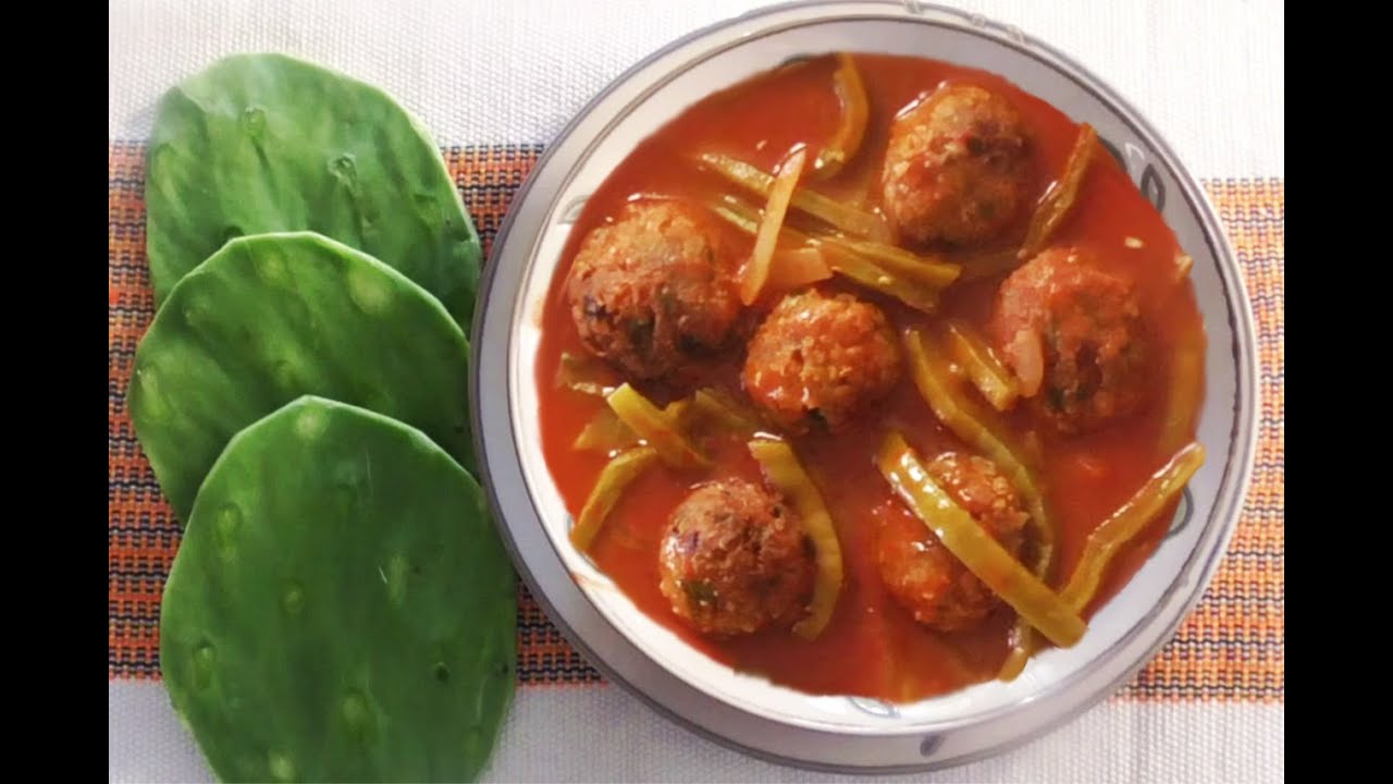 Albóndigas de garbanzo con Nopales Receta vegetariana