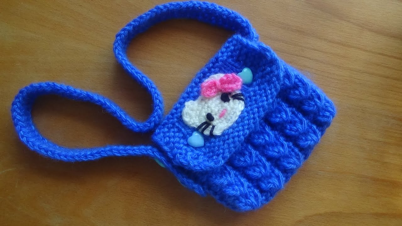 Вязаная сумочка с КИТТИ. Knitted Handbag Kitty.