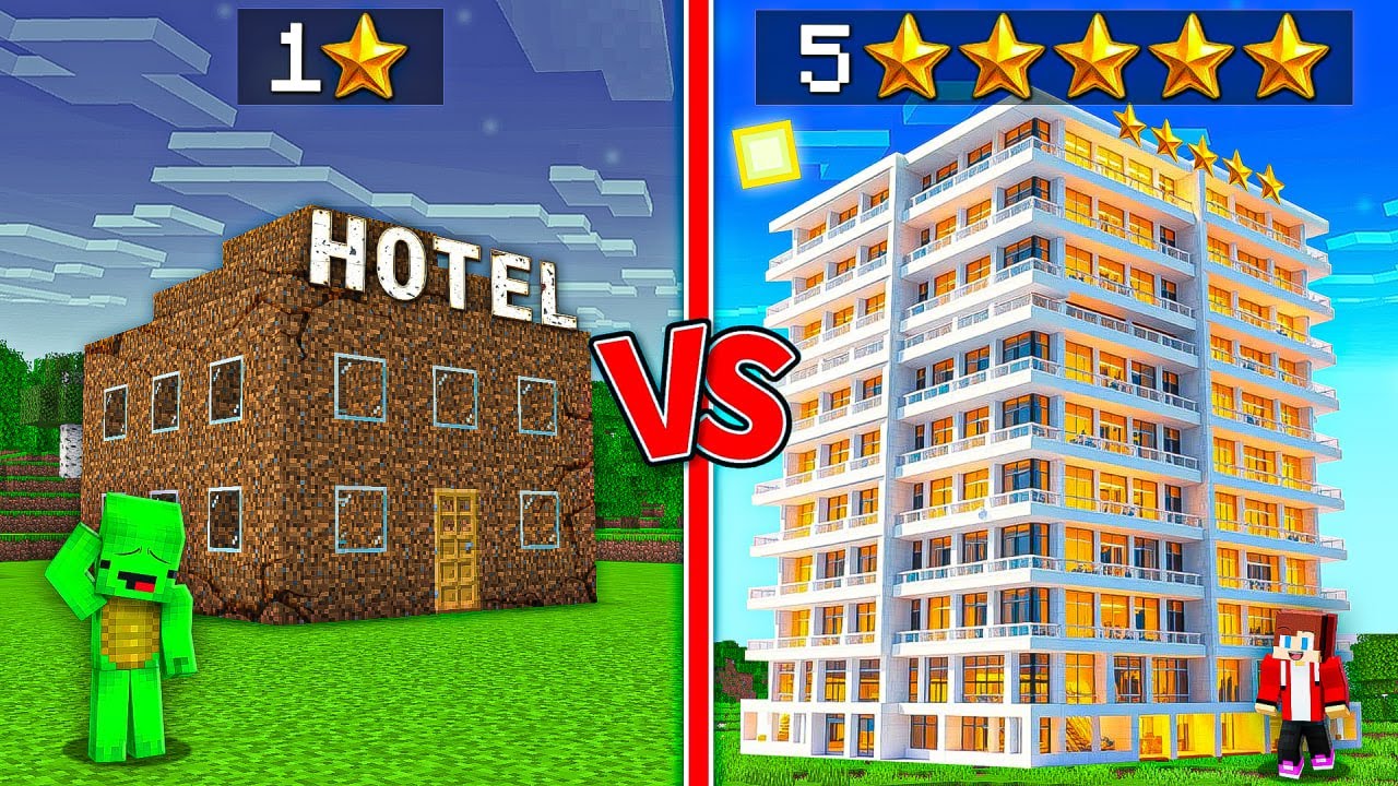 JJ vs Mikey : 5 Star RICH HOTEL JJ vs 1 Star POOR HOTEL Mikey in Minecraft ?! - Maizen JJ Mikey!