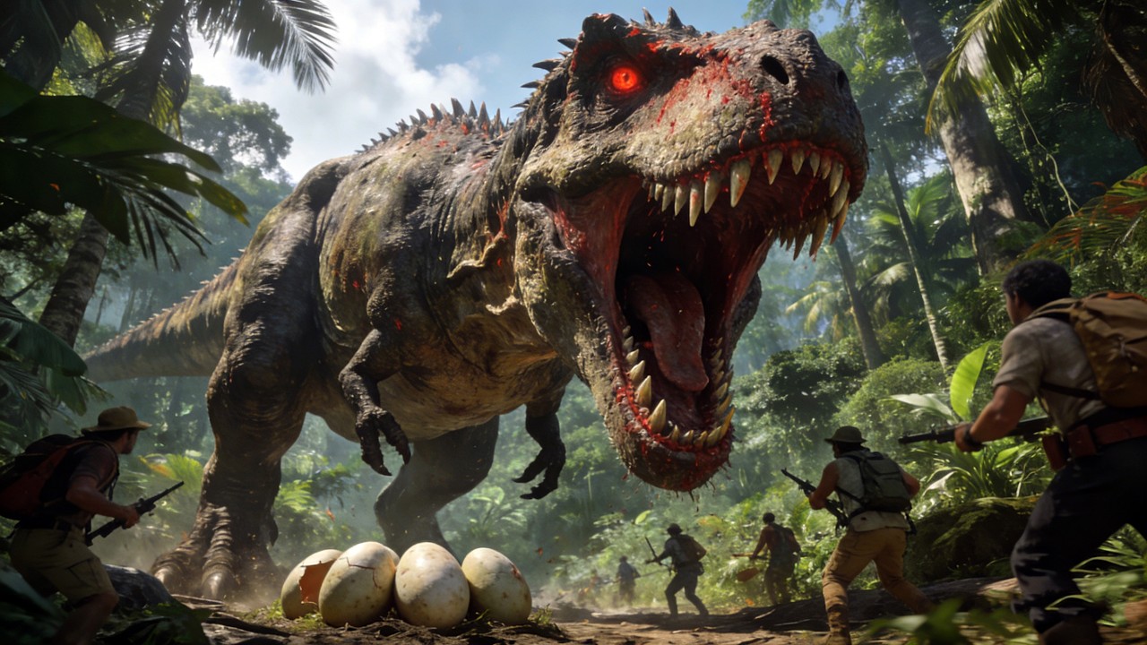 【FULL MOVIE 4K】探險小隊孤島驚魂夜，恐怖暴龍藏在密林伺機捕獵！