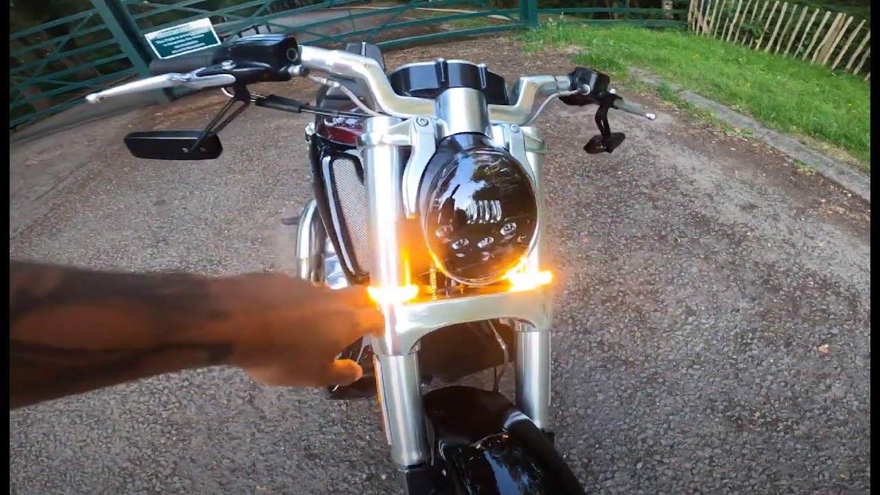 Harley Davidson Vrod LED front turn signals and Mirror installation.