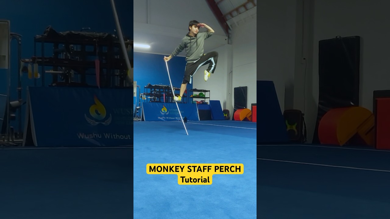 How to MONKEY STAFF PERCH | Step by step Martial Arts Wushu Bo staff Tutorial 🔥 #shorts