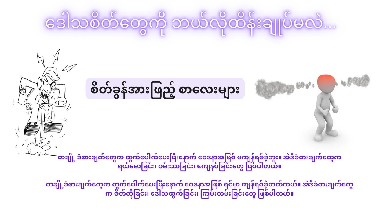ဒေါသစိတ်တွေကို ဘယ်လိုထိန်းချုပ်မလဲ - နိုင်းနိုင်းစနေ ၊ ၉၀ ၁၀ နိယာမ စာအုပ်မှ
