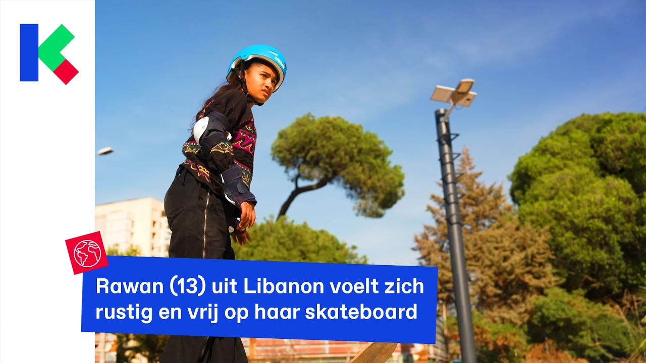 Rawan (13) uit Libanon voelt zich rustig en vrij op haar skateboard