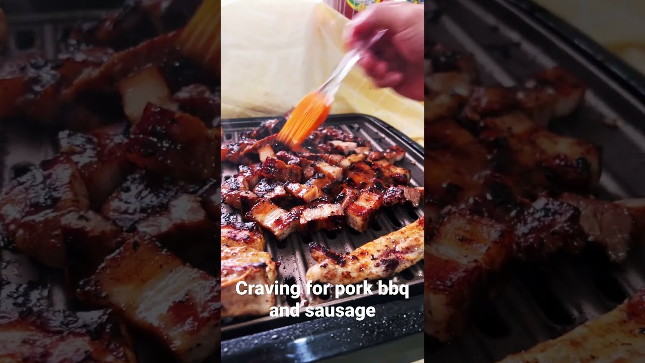 Indoor BBQ setup.🤟🏻#porkbbq #asmrfood