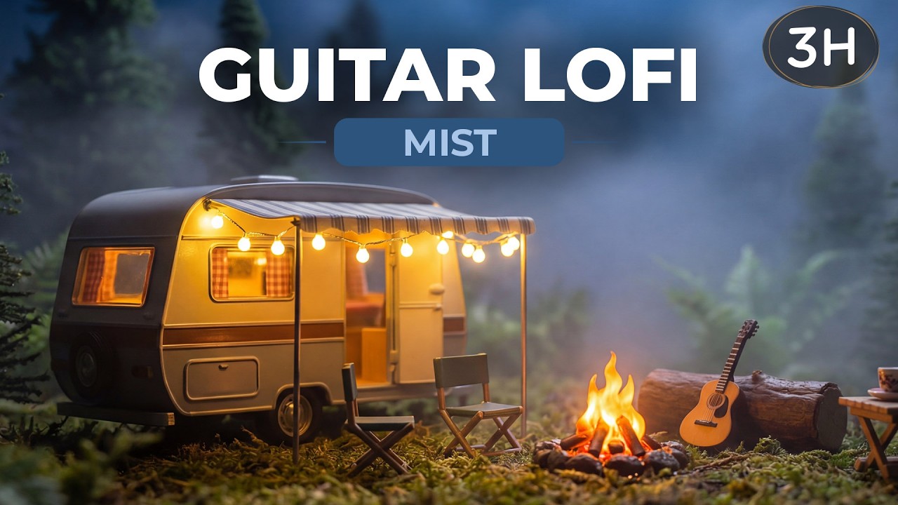 Night Campfire Miniature Study Music 🔥🎸  Cozy Lofi Guitar for Focus & Relax 3 Hours