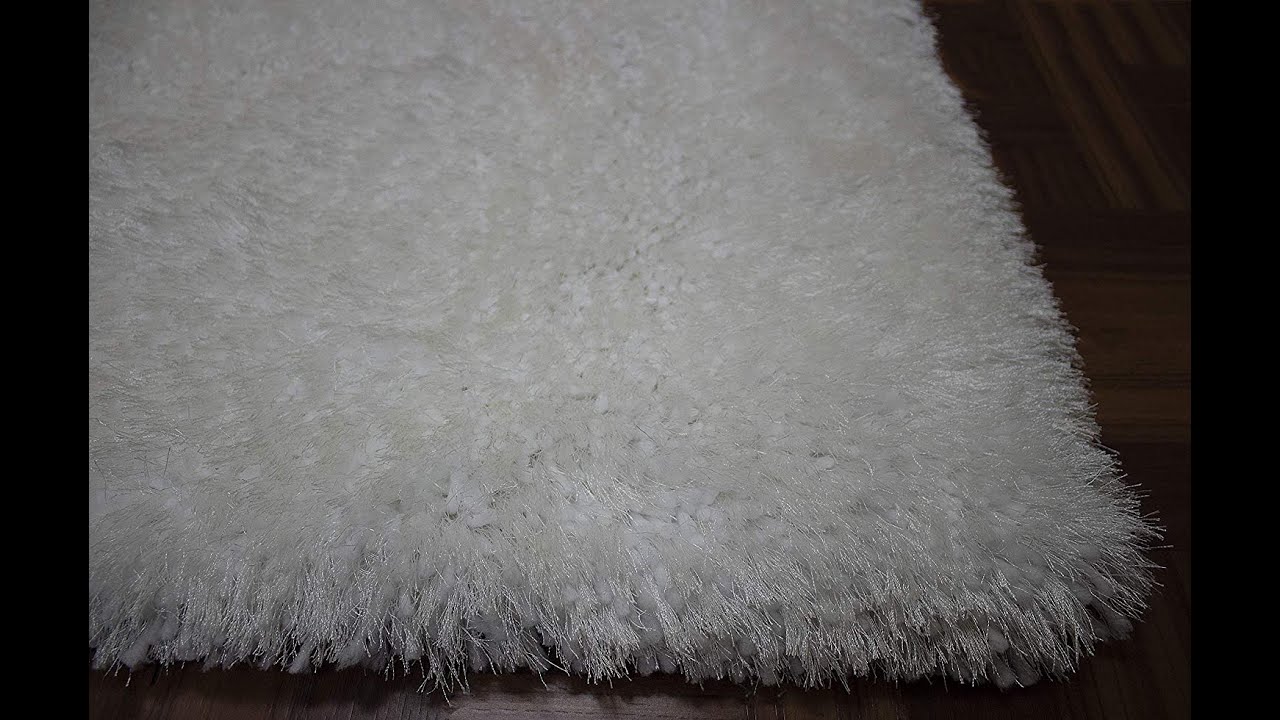 LA Rug Linens White Color Solid Plush Shag Shaggy Area Rug Carpet Rug Bedroom Living Room Decorative
