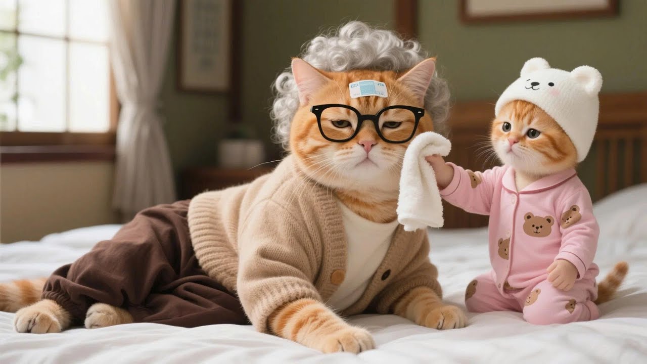 Grandma Cat Gets Sick, Mama Cat and Ginger Kitten Show True Love 🐾❤️ | Funny Cat Videos