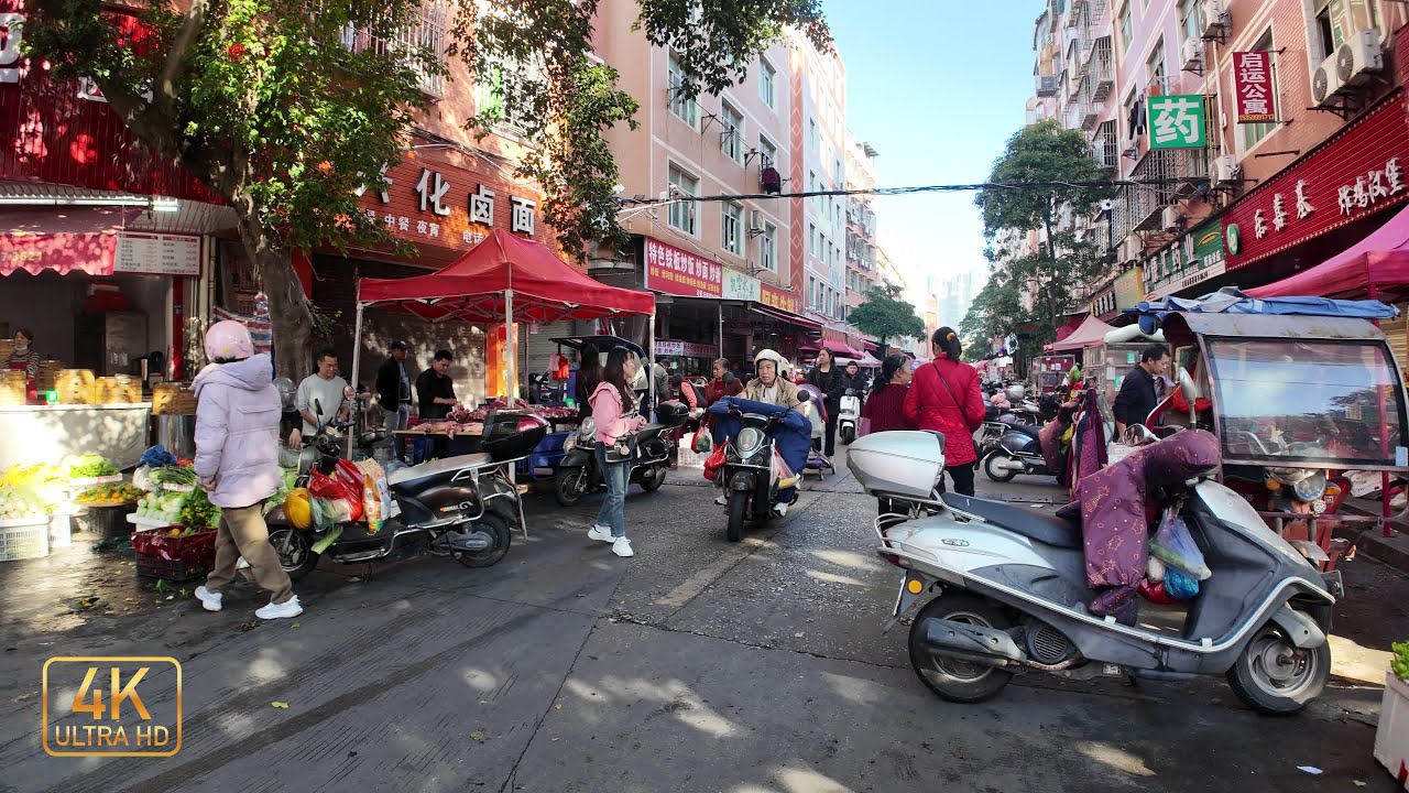 泉州石獅 | 早晨步行農貿市場，廣東腸粉5.5元一份，鞋墊4元一雙，江西贛南特產(4K UHD)