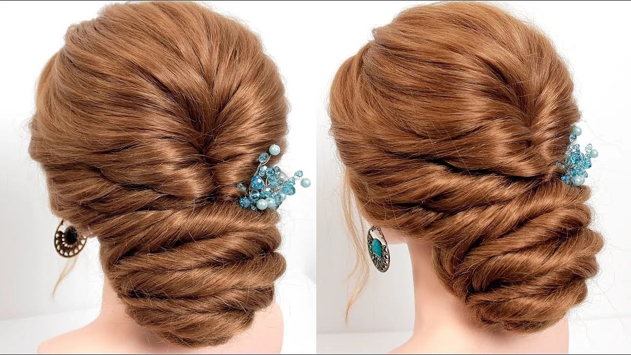 Великолепная прическа «пучок с косой» | Простая прическа для волос средней и длинной длины