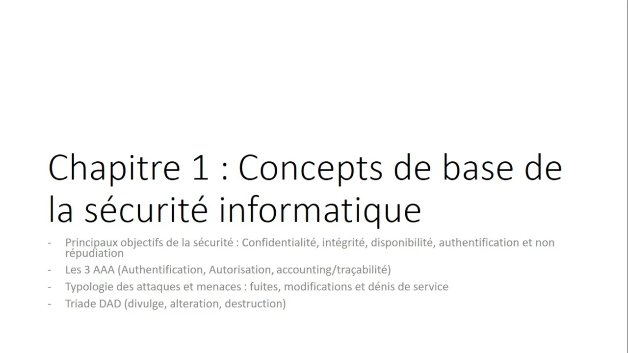 Chapitre 1 : Concepts de base de la sécurité informatique
