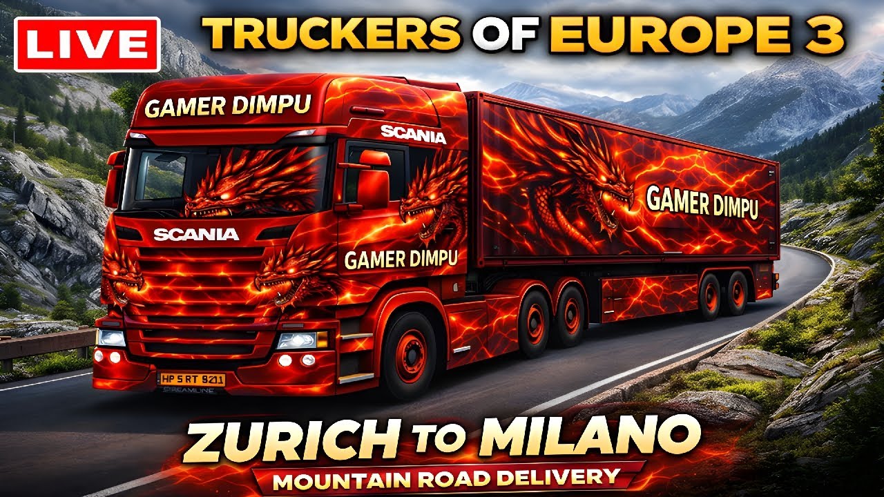 Truckers of Europe 3 🚛 Zurich to Milano Dangerous Mountain Road Delivery |  #Gaming #Live