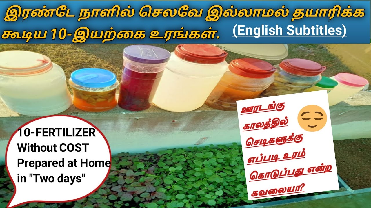 செலவே இல்லாமல் இரண்டே நாளில் வீட்டிலேயே சுலபமாக நாமே தயாரிக்கக் கூடிய  10-வகையான இயற்கை உரங்கள்.