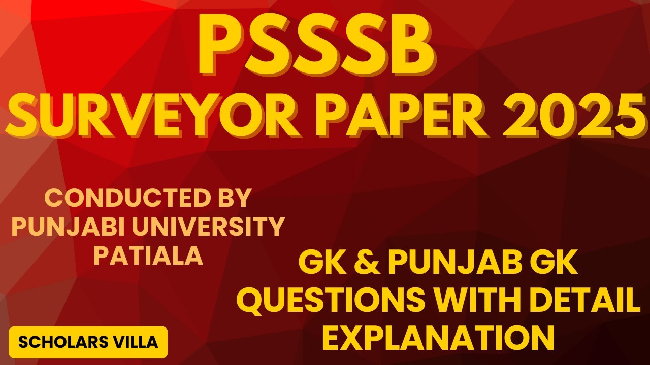 PSSSB SURVEYOR PAPER 2025 | GK QUESTIONS ANALYSIS 2025 | Punjab GK Questions