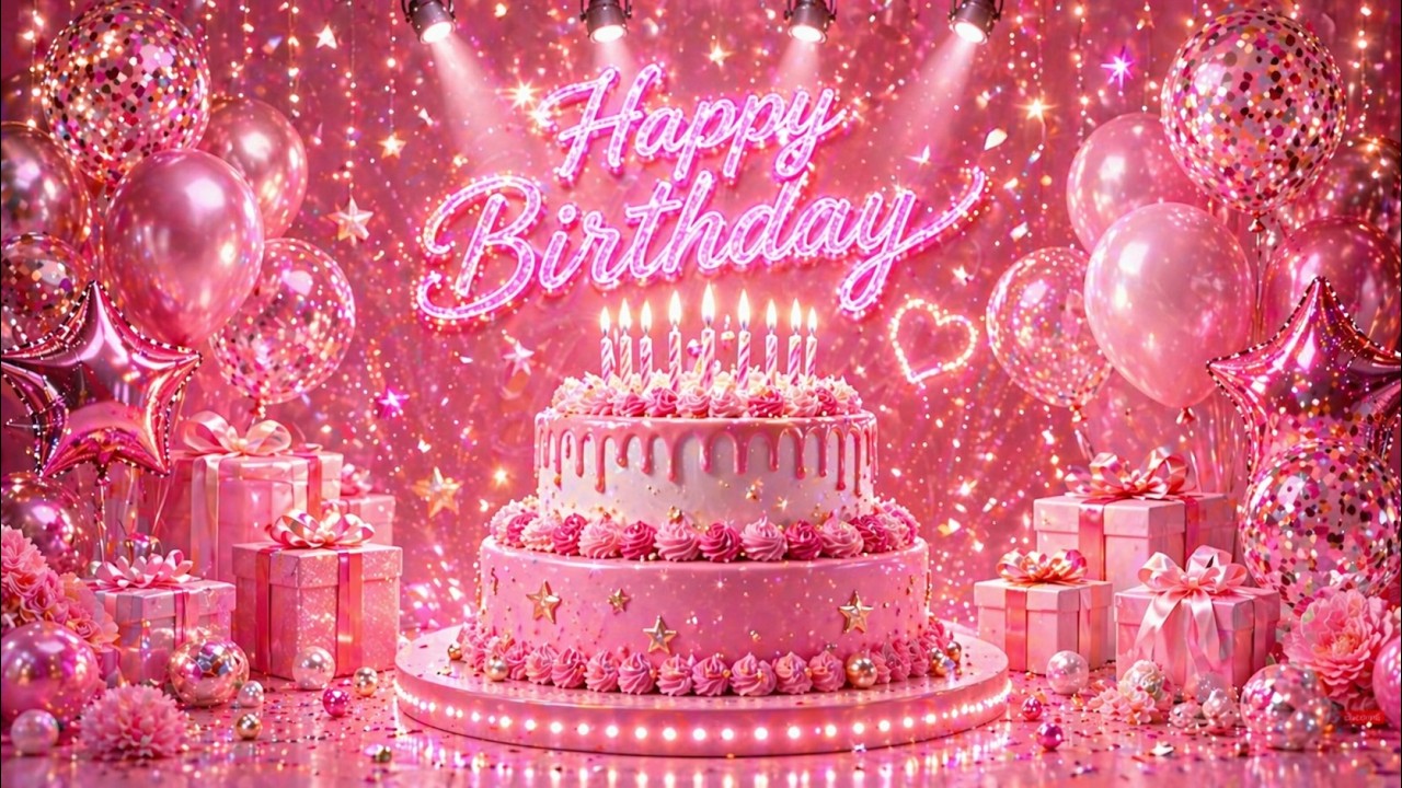 🎂 HAPPY BIRTHDAY! 💖 A Dreamy Pink Cake + Magical Countdown 🎉✨
