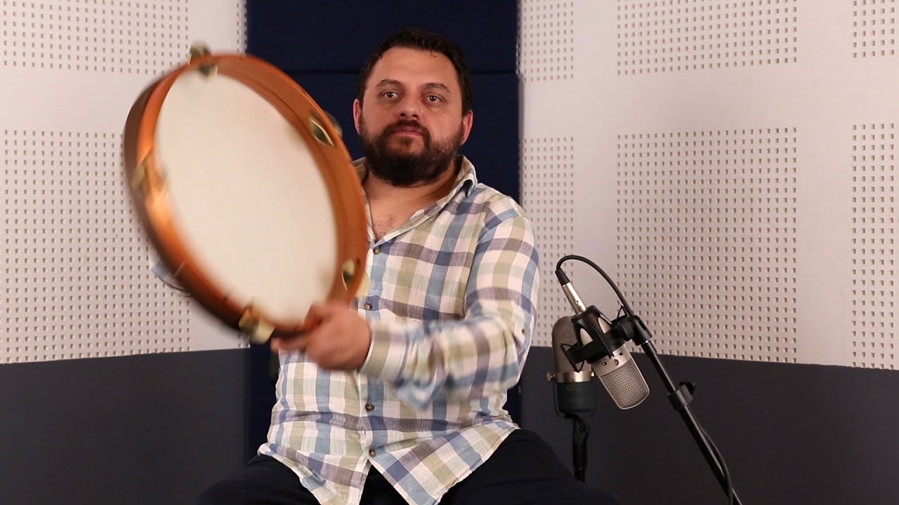 Unusual Frame Drum with 5 sets of Cymbals! Professional Turkish Zili Bendir