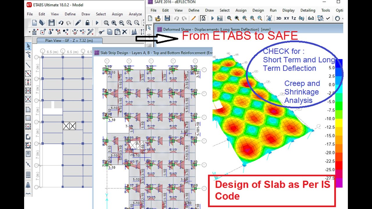 Slab Design In CSI SAFE (Including Long Term And Short Term Deflection Check)