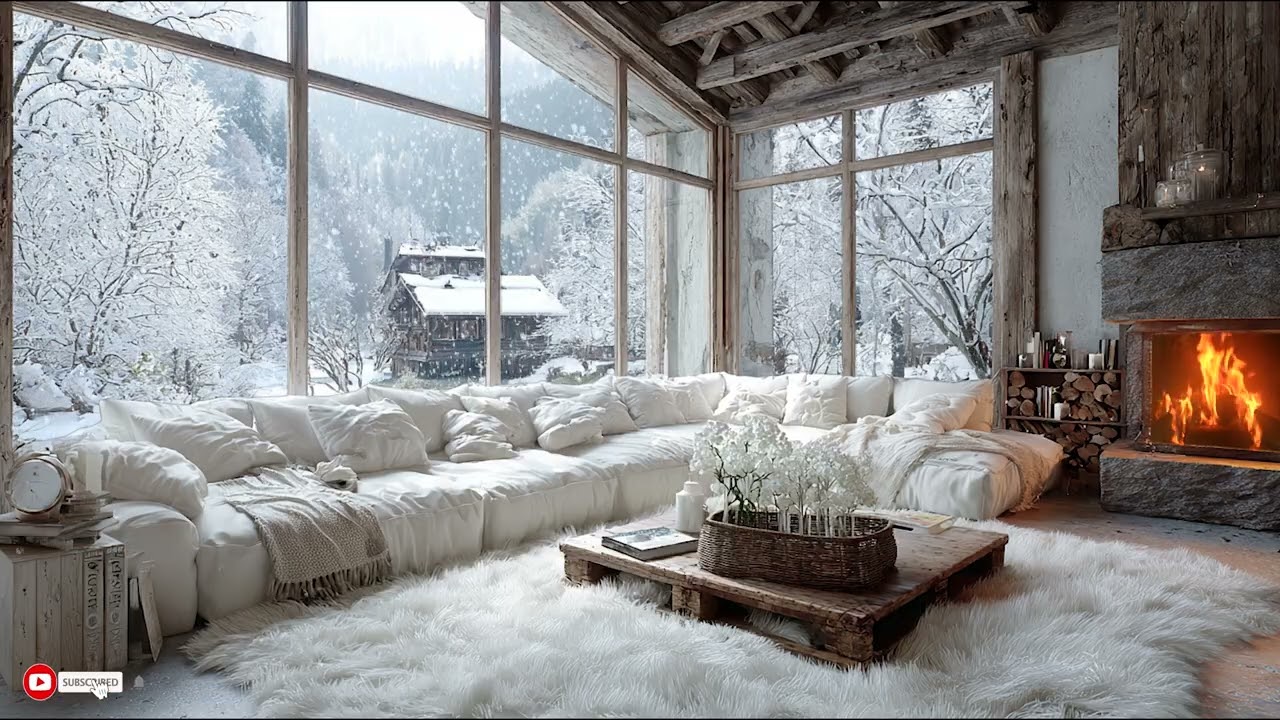 Gentle Piano Notes Glow Beside A Fireplace Creating A Cozy And Calm Winter Night Retreat